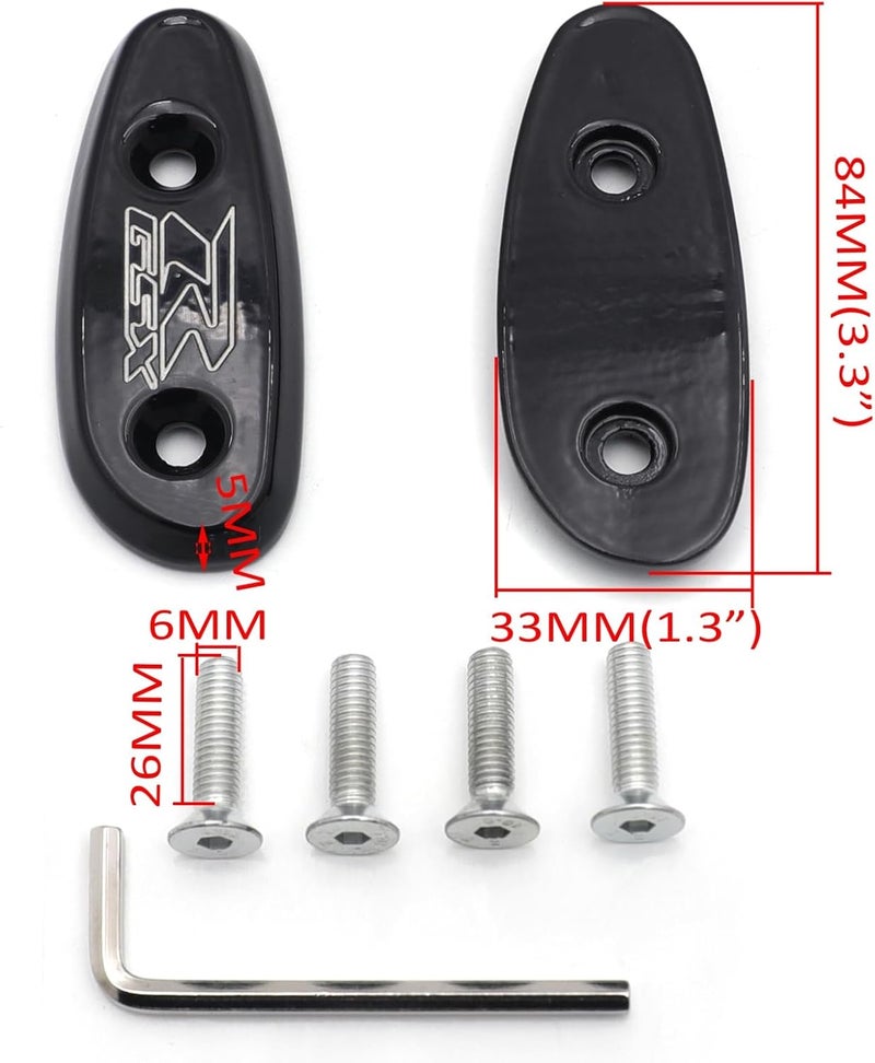 HASkulle Motorcycle Parts Mirror Block Accessories Brackets Off Base Plates for Suzuki GSXR 600 750 1000 GSX-R 2001-2004, Black - Image 3